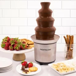 Dessert Makers Nostalgia 2 Lb. 3-Tier Chocolate Fondue Fountain -BergHOFF Shop stainless steel nostalgia chocolate fountains cff 986 1f 1000