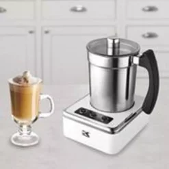 Coffee Makers KALORIK 13.5 Oz. White Stainless Steel Electric Milk Frother -BergHOFF Shop white and stainless steel milk frothers mfh 43974 w 31 1000