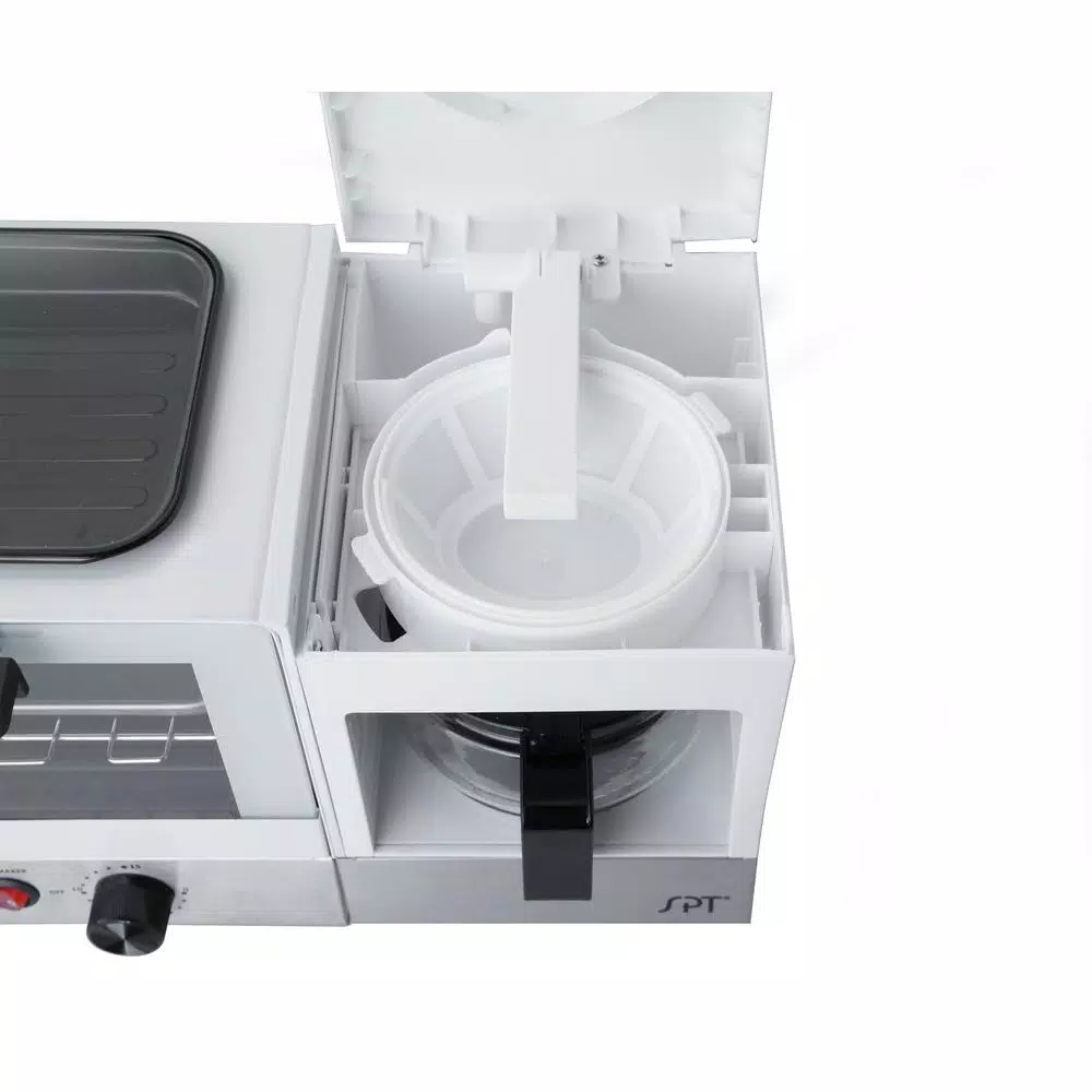 Toasters SPT Breakfast Center 1450 W 2-Slice White And Stainless Steel Toaster Oven With Griddle And Coffee Maker 4 Toasters SPT Breakfast Center 1450 W 2-Slice White And Stainless Steel Toaster Oven With Griddle And Coffee Maker - Image 4