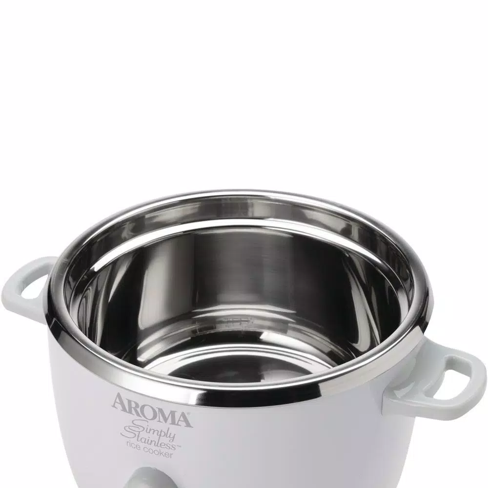 Cookers AROMA Simply 6-Cup Stainless Steel White Rice Cooker With Measuring Cup And Serving Spatula 4 Cookers AROMA Simply 6-Cup Stainless Steel White Rice Cooker With Measuring Cup And Serving Spatula - Image 4