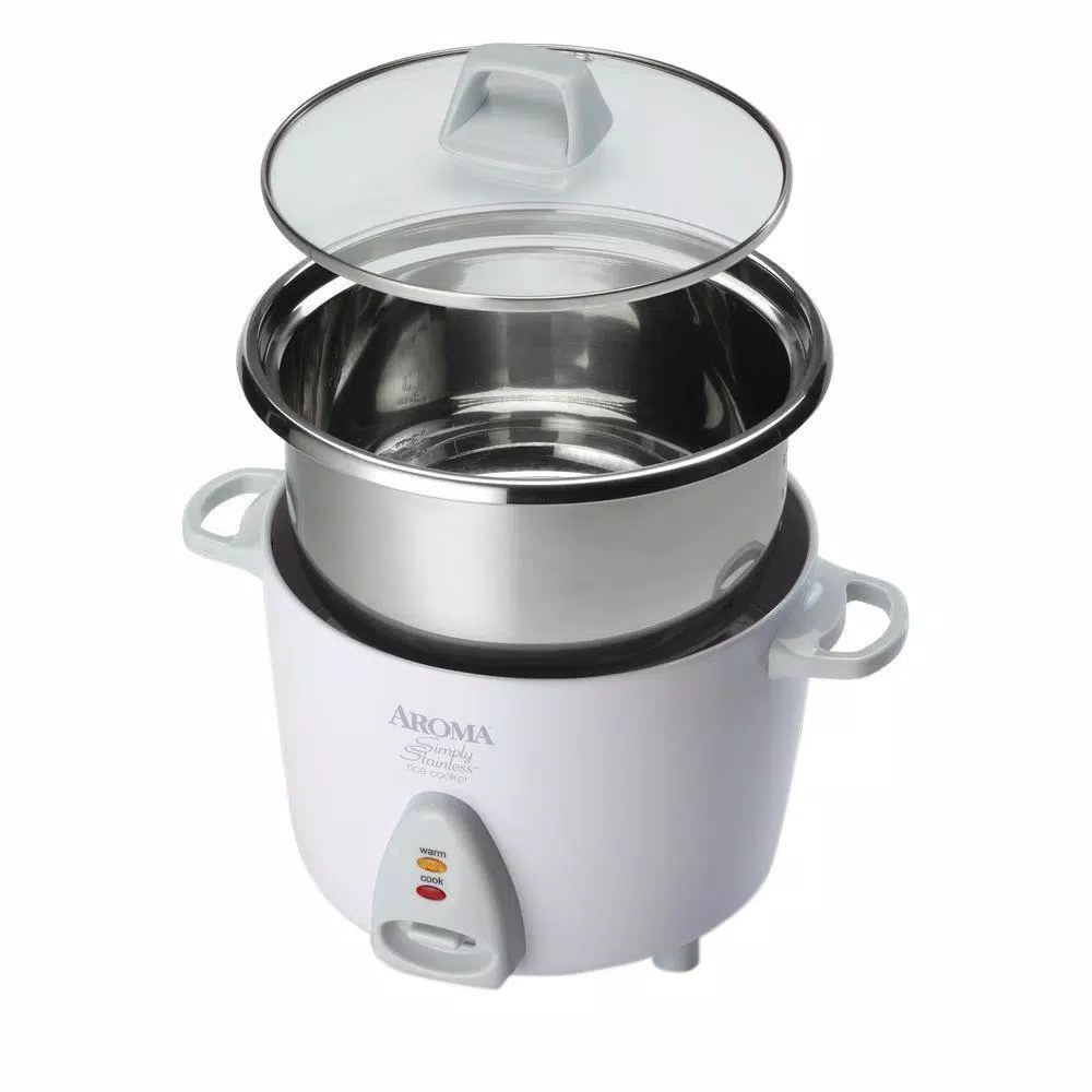 Cookers AROMA Simply 6-Cup Stainless Steel White Rice Cooker With Measuring Cup And Serving Spatula 2 Cookers AROMA Simply 6-Cup Stainless Steel White Rice Cooker With Measuring Cup And Serving Spatula - Image 2
