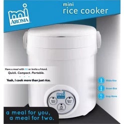 Cookers AROMA 3-Cup White Mini Rice Cooker With Non-Stick Cooking Pot -BergHOFF Shop white aroma rice cookers mrc 903d fa 1000