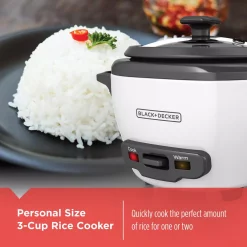 Cookers BLACK+DECKER 3-Cup White Rice Cooker With Steaming Basket And Non-Stick Pot 15 Cookers BLACK+DECKER 3-Cup White Rice Cooker With Steaming Basket And Non-Stick Pot -BergHOFF Shop white black decker rice cookers rc503 4f 1000