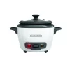 Cookers BLACK+DECKER 3-Cup White Rice Cooker With Steaming Basket And Non-Stick Pot