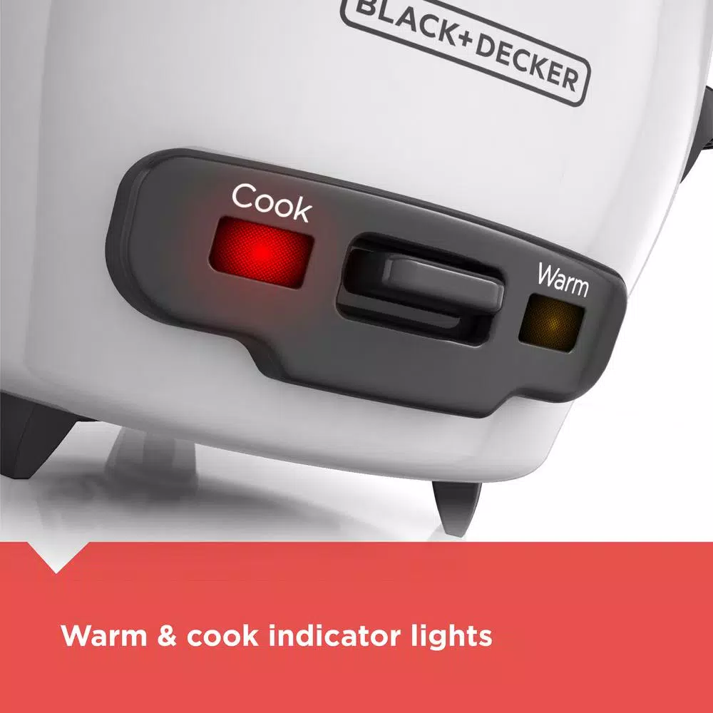 Cookers BLACK+DECKER 3-Cup White Rice Cooker With Steaming Basket And Non-Stick Pot 5 Cookers BLACK+DECKER 3-Cup White Rice Cooker With Steaming Basket And Non-Stick Pot - Image 5