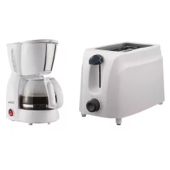 Coffee Makers Brentwood Appliances 4-Cup White Coffee Maker And 2-Slice White Toaster