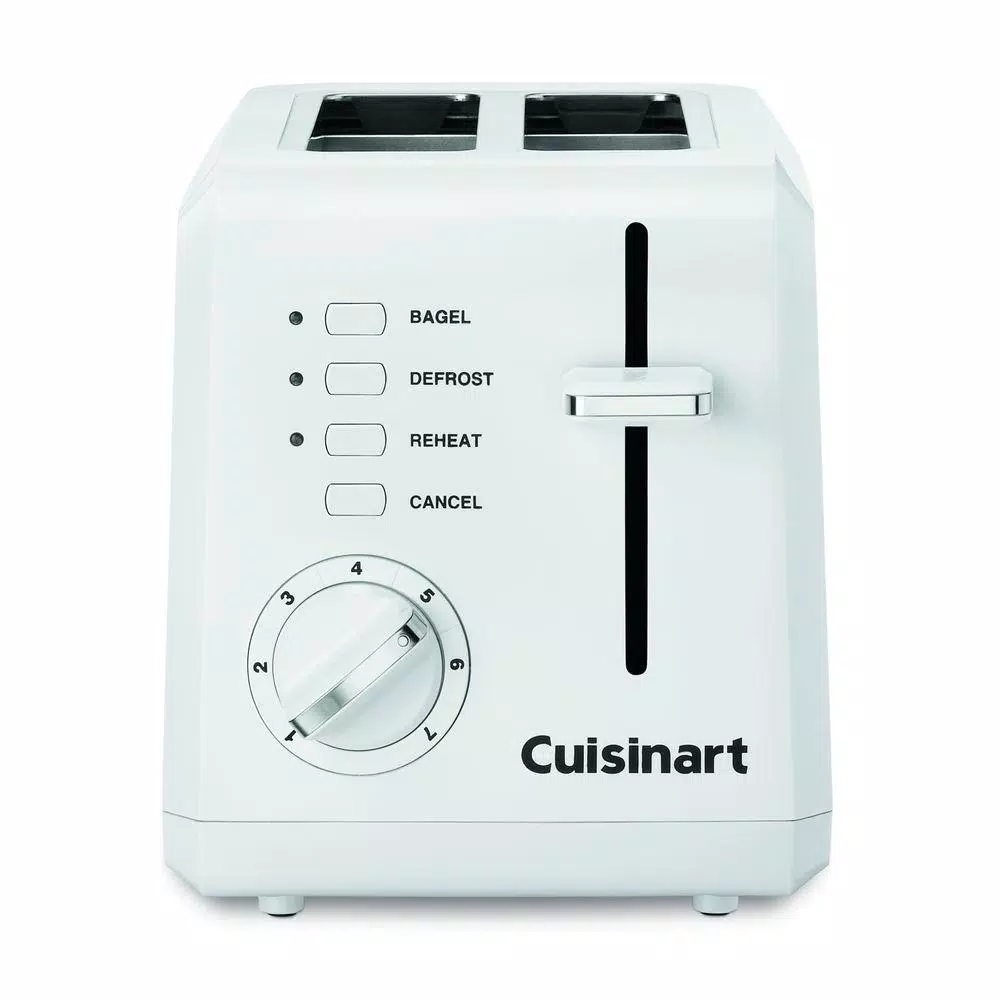 Toasters Cuisinart Compact 2-Slice White Wide Slot Toaster With Crumb Tray 1 Toasters Cuisinart Compact 2-Slice White Wide Slot Toaster With Crumb Tray