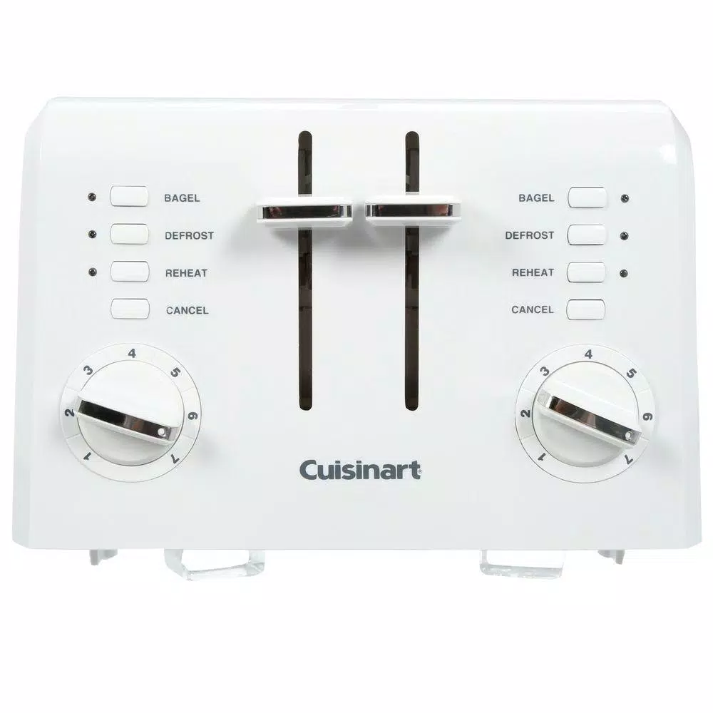 Toasters Cuisinart Compact 4-Slice White Wide Slot Toaster With Crumb Tray 4 Toasters Cuisinart Compact 4-Slice White Wide Slot Toaster With Crumb Tray - Image 4