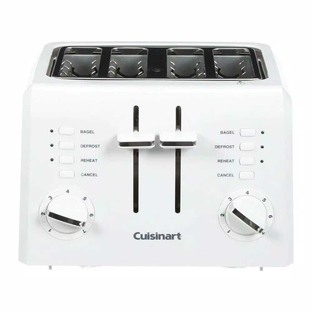 Toasters Cuisinart Compact 4-Slice White Wide Slot Toaster With Crumb Tray 1 Toasters Cuisinart Compact 4-Slice White Wide Slot Toaster With Crumb Tray