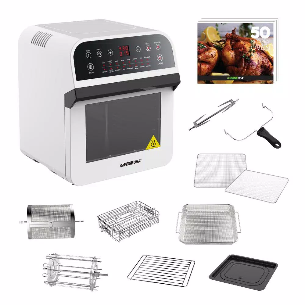 Toasters GoWISE USA 1600 W White Rotisserie Oven And 12.7 Qt. Electric Air Fryer 1 Toasters GoWISE USA 1600 W White Rotisserie Oven And 12.7 Qt. Electric Air Fryer