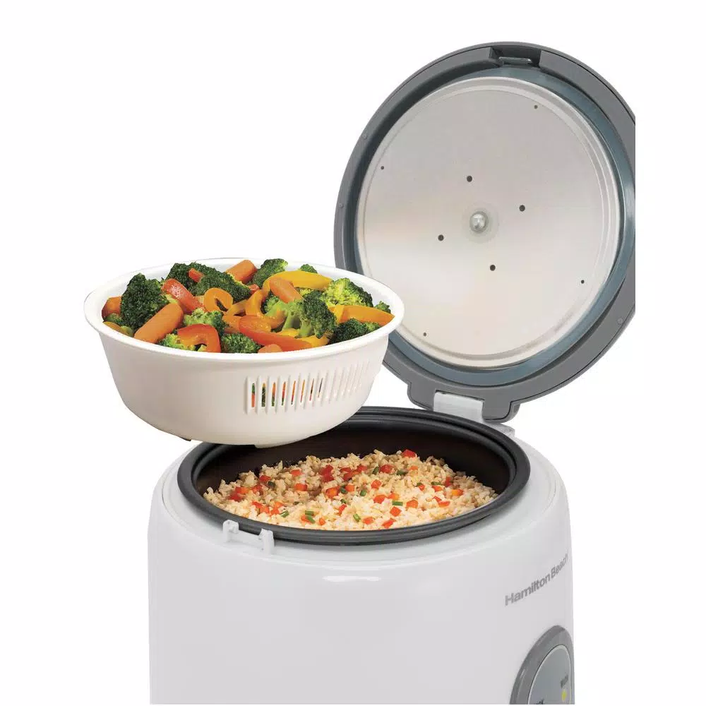 Cookers Hamilton Beach 8-Cup White Rice Cooker And Warmer With Non-Stick Cooking Pot, Rice Paddle And Measuring Cup 2 Cookers Hamilton Beach 8-Cup White Rice Cooker And Warmer With Non-Stick Cooking Pot, Rice Paddle And Measuring Cup - Image 2