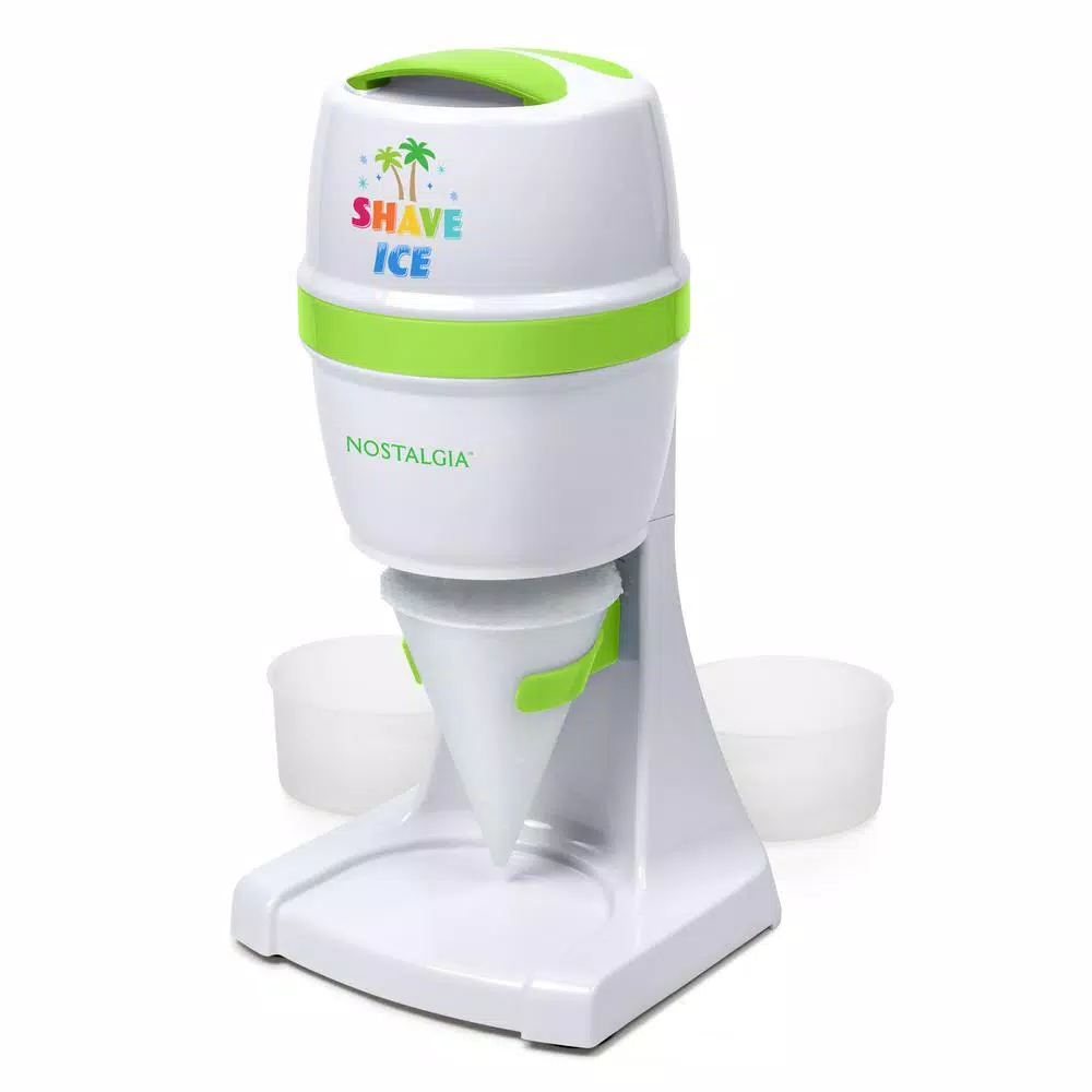 Dessert Makers Nostalgia 50 W 8 Oz. White Snow Cone Maker With Stainless Steel Blades 1 Dessert Makers Nostalgia 50 W 8 Oz. White Snow Cone Maker With Stainless Steel Blades