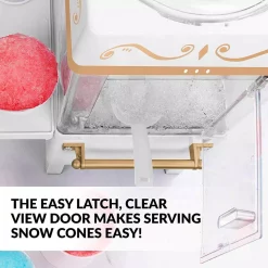 Dessert Makers Nostalgia 160 Oz. Snow Cone Maker In White With Reusable Cones -BergHOFF Shop white nostalgia snow cone machines scm525wh 1f 1000