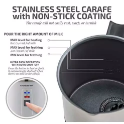 Coffee Makers Ovente 8.1 Oz. White Stainless Steel Electric Milk Frother 3 In 1-Warming, Heating And Frothing, See-Through Lid Plus Whisks -BergHOFF Shop white ovente milk frothers fr1208w 4f 1000